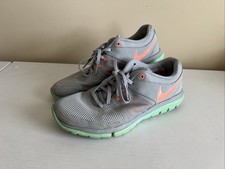 Nike Flex 642767-007 Women's Gray Mango Green Glow Running Shoes SZ 8 from 2014