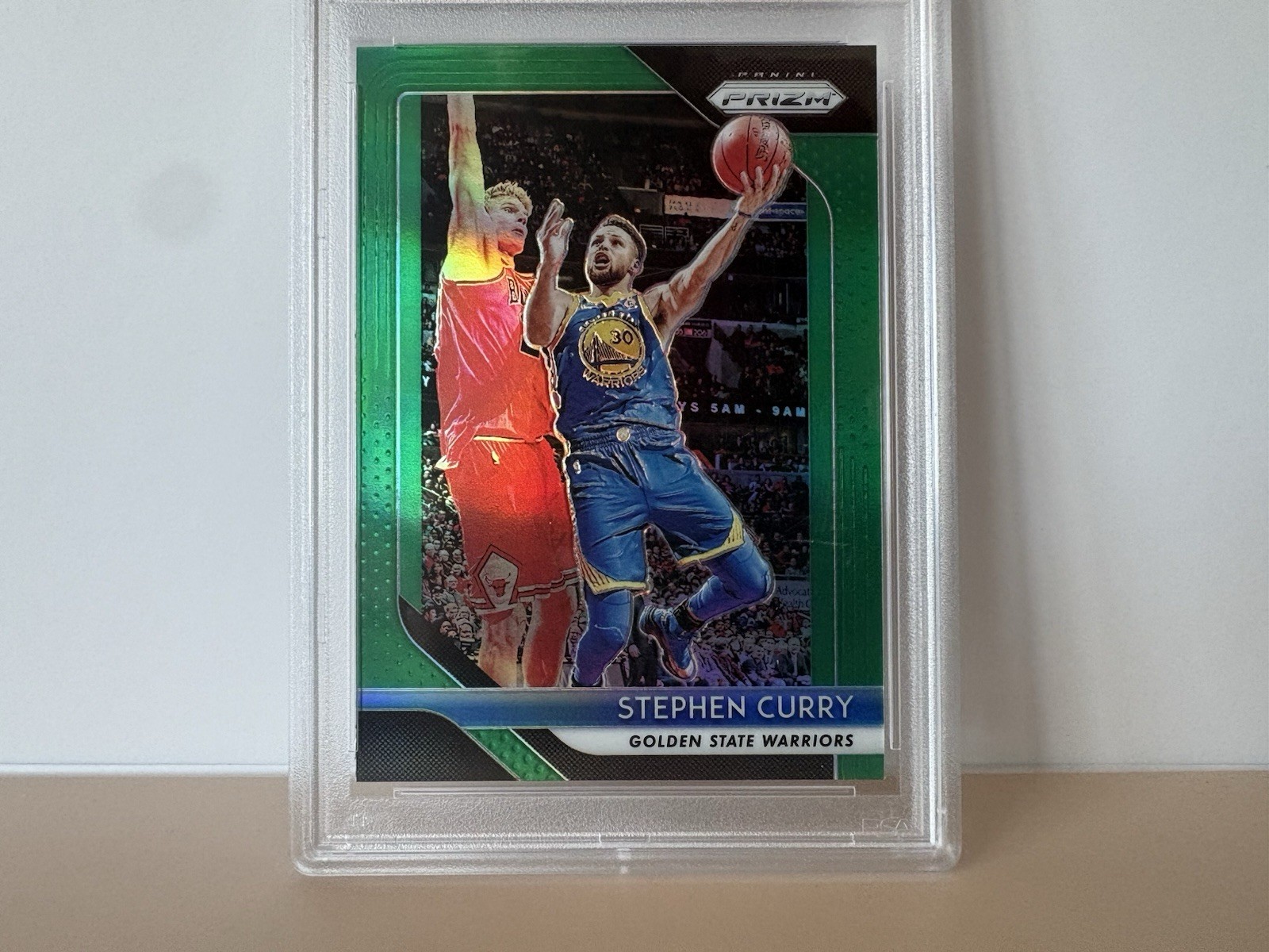 Stephen Curry - 2018-19 Panini Prizm - #222 Green Prizm PSA 9 view 5
