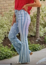 Judy Blue Women 13 31 33 American Flag Print High Flare Bell Stars Stripes Jeans