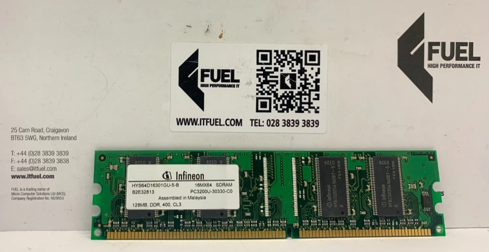 Infineon  128MB  DDR ram memory module  PC-3200  -  HYS64D16301GU-5-B - Image 2 of 3