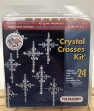 The Beadery Holiday Beaded Ornament Kit-Crystal Crosses 2" x 3 1/4" Makes 24