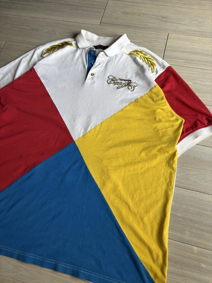 Camiseta polo vintage Y2K Coogi para hombre con escudo bordado en bloques de colores talla XXXL Foto 2 de 4