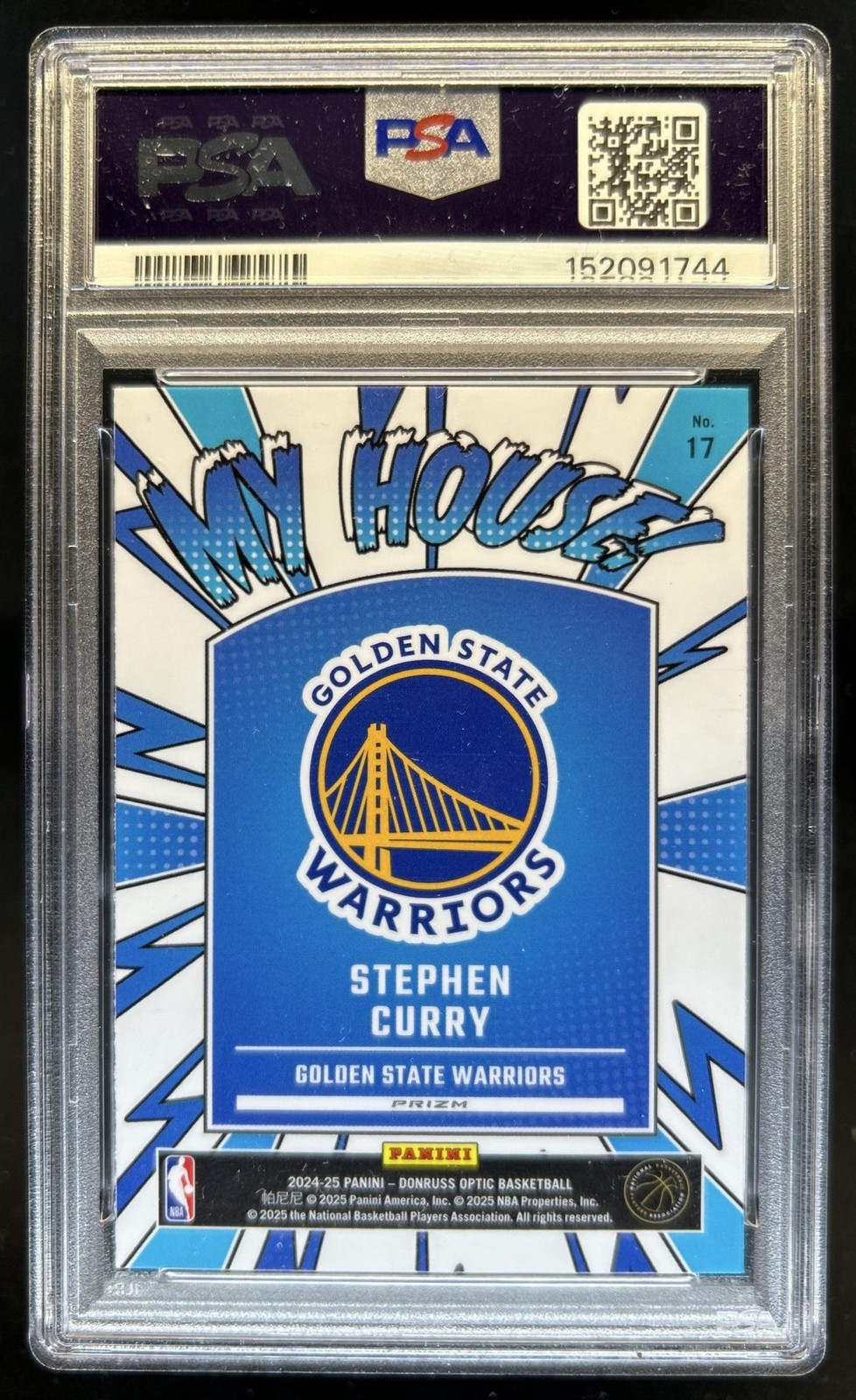 2024-25 Panini Donruss Optic Stephen Curry My House Purple #17 Warriors PSA 8 view 2