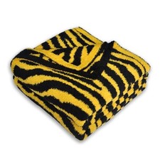 Yellow White Zebra Print Throw Blanket for Couch,Soft Cozy Cable Knit Cr-c01