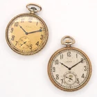 Lot of 2 Elgin 12-Size Gold Filled Open Face Antique Pocket Watches