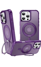 360° Magnetic Swivel Ring for iPhone 16pro case, Built-in Metal Stand and Ri...