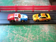 NEW TYCO TCR Chassis On Good Bodies Red/White/Blue #5 Ford VS  Kodak  #4 Chevy