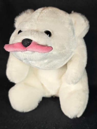 Gund Gunderground Snuffles Bear Plush Love the Mustache White Pink Mustache 8" - Picture 1 of 13