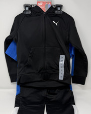 Boys Size 3T PUMA Kids' 3-Piece Set Outfit Zip-Up Hoodie, Shirt Pants Black Blue