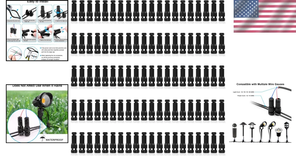 Easy Connect Outdoor Lighting Connectors - 100 Pack - Image 2 of 4