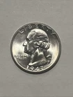 1947-P Philadelphia Washington Quarter US 25c Silver Coin, UNC BU Uncirculated