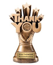 Thank You Trophy with 3 Lines of Custom Text