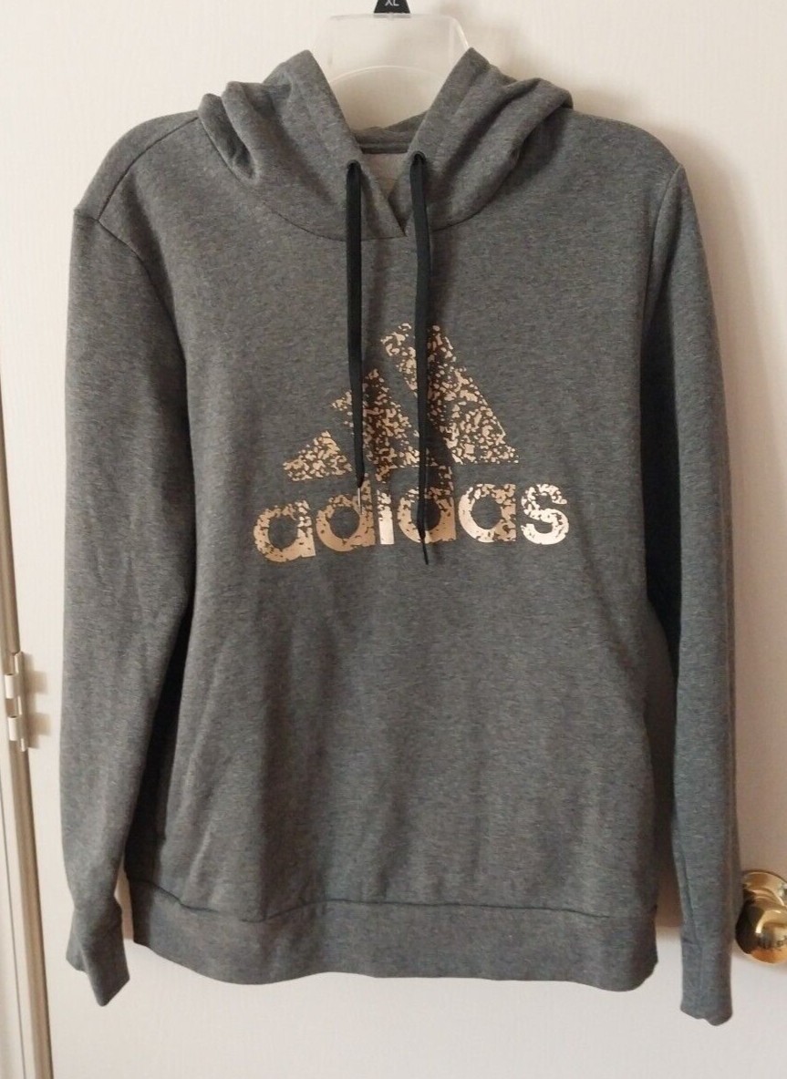 Adidas Pullover Hoodie Women's Large Gray Hooded Sweatshirt Slit Front Pockets eBay