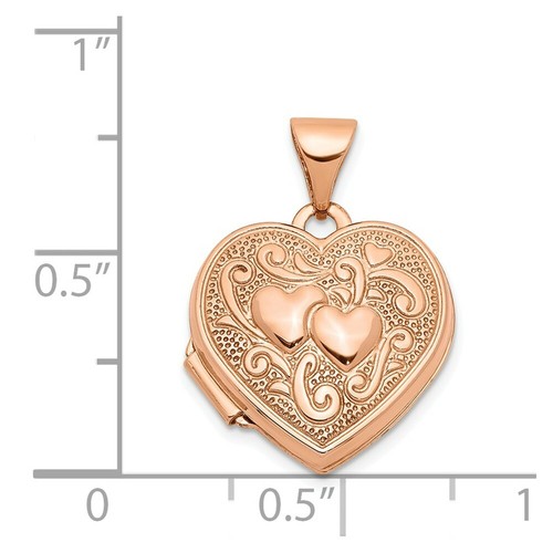 14k 14kt Rose Gold 15mm Heart Locket - Picture 4 of 4
