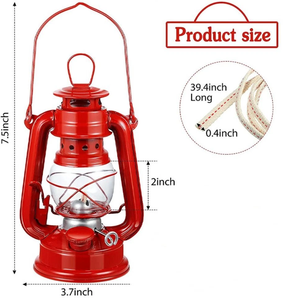 Hurricane Paraffin Hanging Lamp Lantern Camping Oil Light Kerosene Lights Retro - Image 3 of 4