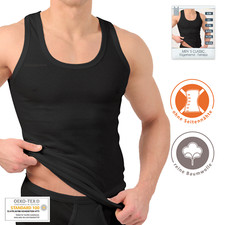 4-6-10 Pack Herren Unterhemden schwarz 100% B...