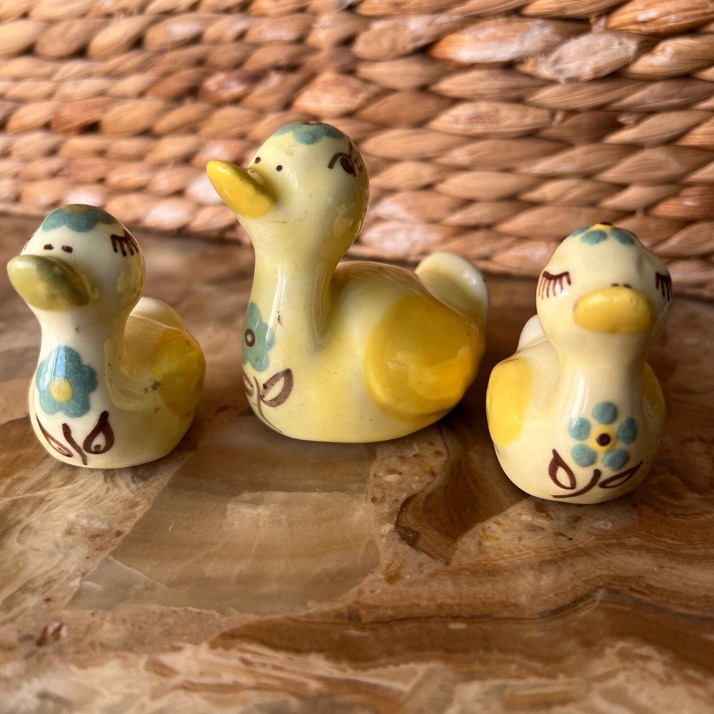 3 ducky vintage figurines