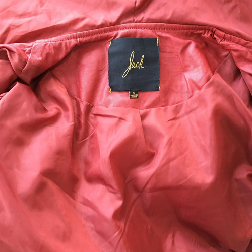 JACK BB DAKOTA Womens sz Small Dark Red Faux Leather Asym Zip Hoodie Jacket - Picture 4 of 13