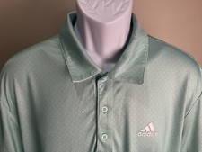 Adidas Golf Men's light green w/ dots all over s/s polo shirt Large L EUC