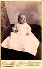 Antique Victorian Cabinet Studio photo - Baby Girl - Oswald Bros Studio Minn