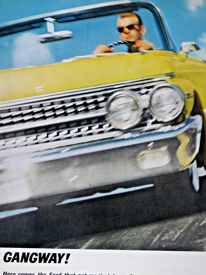 Ford Galaxie 1961 convertible 390 V8 vintage anuncio impreso original 8,5 x 11" Foto 2 de 4