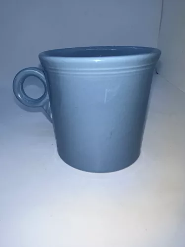 Fiesta Ware Tangerine Blue Coffee Mug Ring Handle Homer Laughlin HLC USA Cup C1C