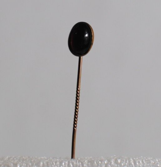 Antique 10K Gold Oval Red Glass Hat Pin-1920s-Estate-Delicate-2'' Long