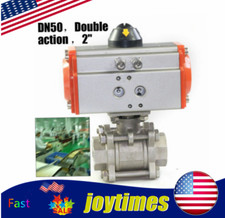 Pneumatic Air Actuated Stainless Ball Valve 2" Inch Double-Acting Sanitary Valve