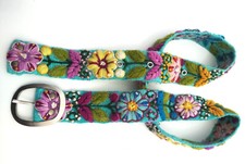 Inca Belt Traditions Sheep Floral Embroidered Wool SIZE M