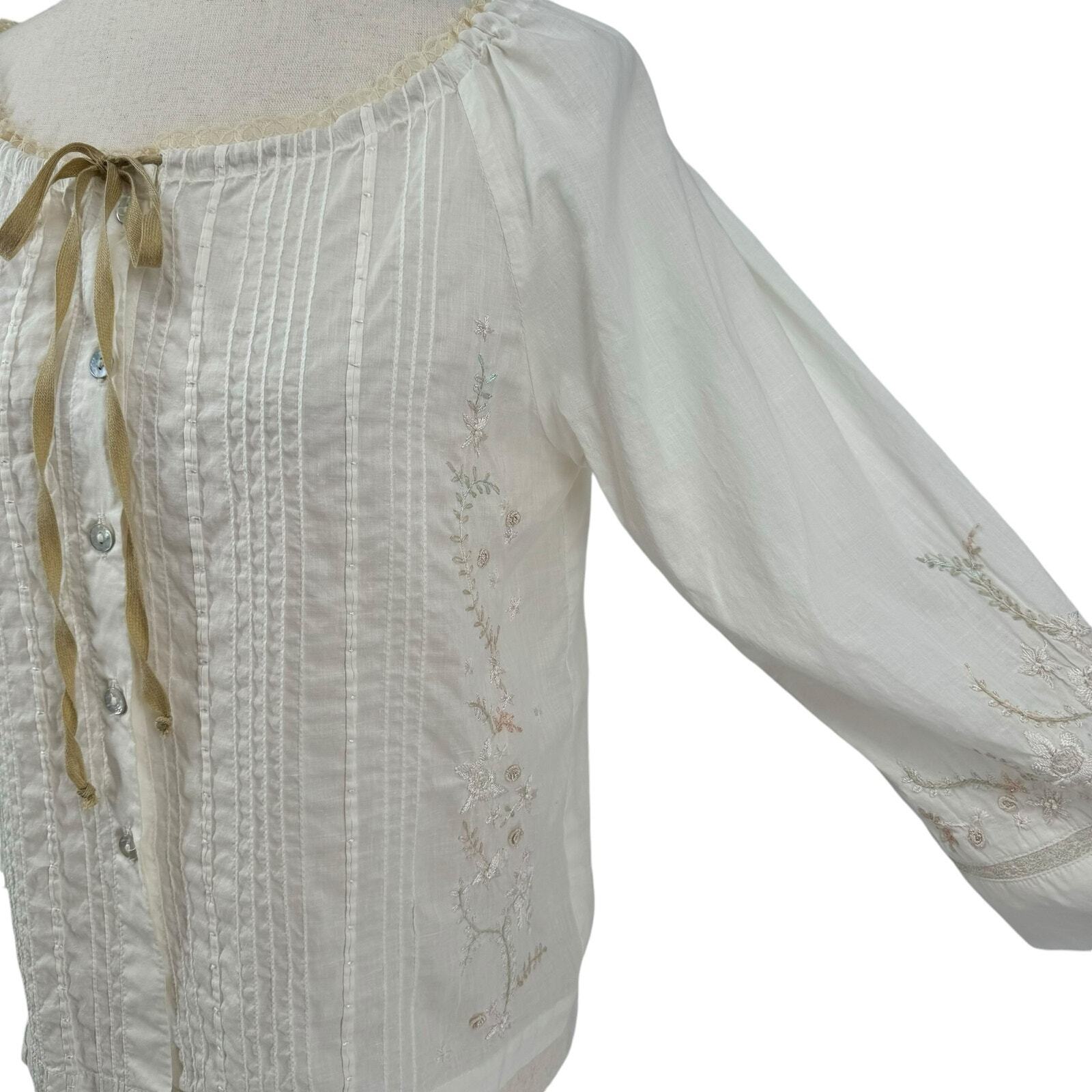 Contrepoint Embroidered Button Down M Vintage Dra… - image 8