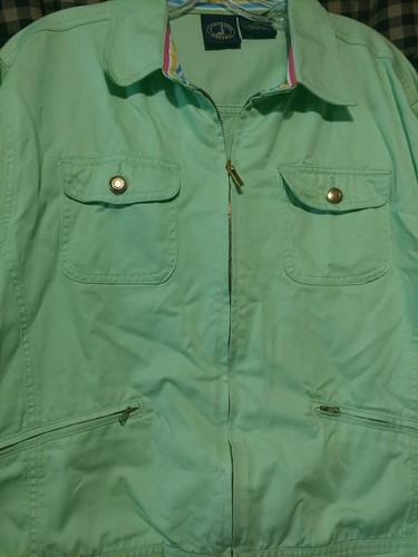 LIGHTHOUSE APPAREL Women's Zippered Pocketed Lime Green Denim Jacket - Sz XL - Picture 4 of 8