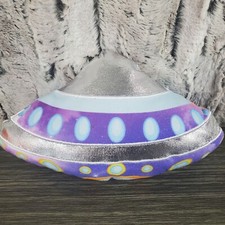 Toy Factory UFO Plush Alien 9" Soft Spaceship Silver Purple