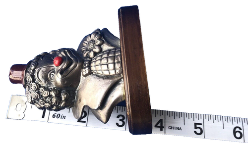 Vintage GEORGE GOOD Pewter Clown Metal Paperweight Figurine Statue Wood Base - Picture 10 of 11