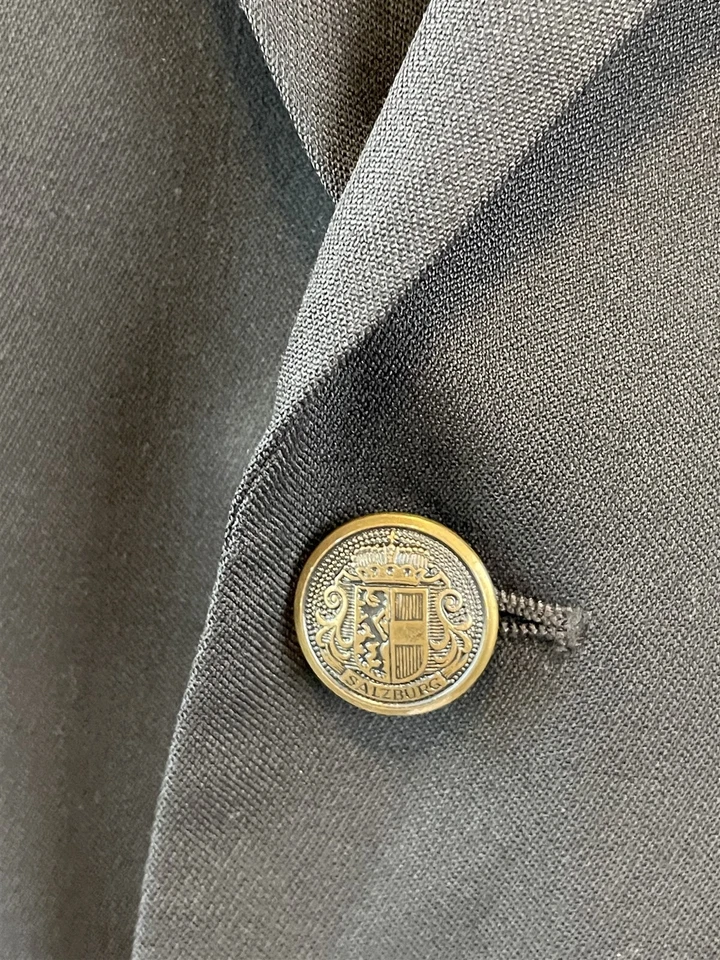 Abrigo Deportivo Joseph Abboud 48L HECHO EN EE. UU. Negro 100% Lana Metal Cresta Botón 2Btn Foto 4 de 4