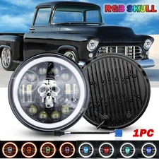 7" inch Round RGB LED Headlight Hi/Lo Beam Halo DRL for Chevy Truck Camaro C10