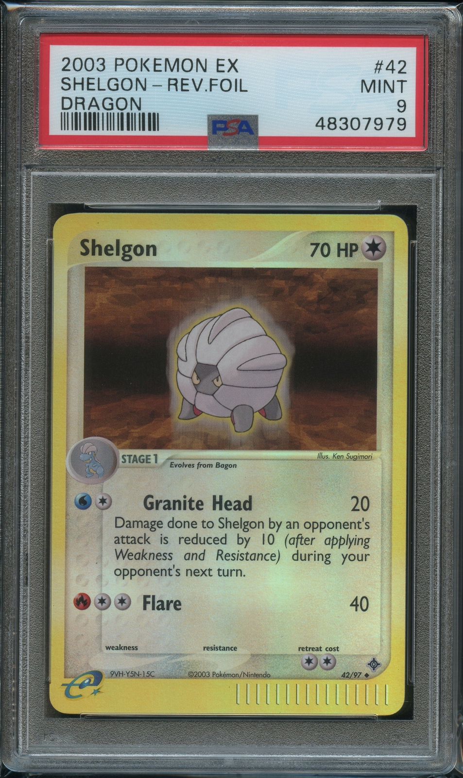 Pokemon Shelgon Reverse Holo PSA 9 Mint 42/97 Dragon