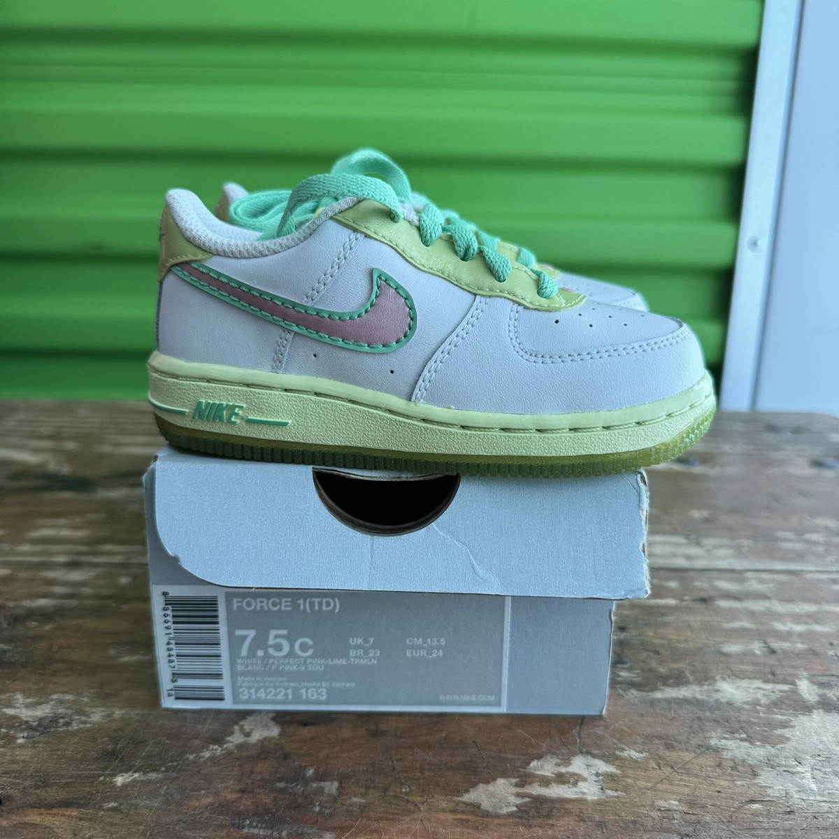 lime green and pink air force 1