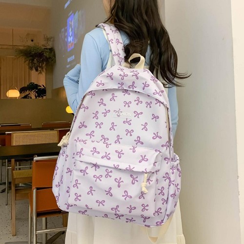 Nylon Schoolbag Cute School Bags for Girls Teen Bow Backpack Causal Travel E9N5 - Picture 19 of 29