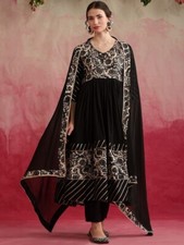 Women Floral Yoke Design V-Neck Anarkali Kurta with Palazzos  Dupatta Set