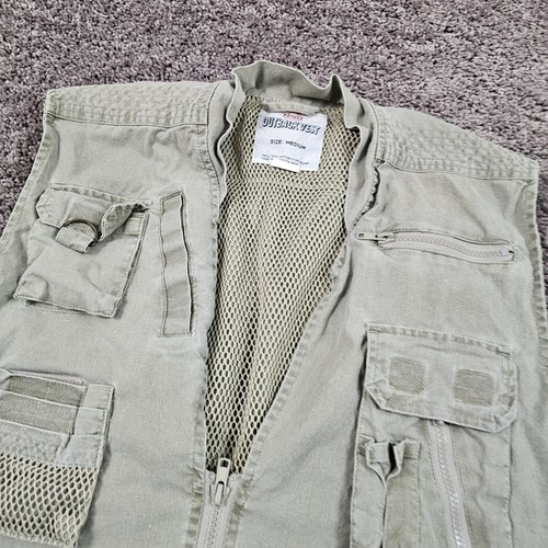 Rothco Vest Mens Medium M Beige Outback Canvas Full Zip Pockets Hiking Fishing - Picture 2 of 11