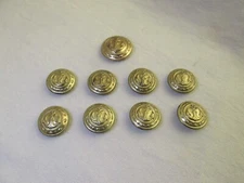 WWI WWII Era Brass Naval Buttons 3/4" Military Uniform Brass Lot of 9 Unmarked