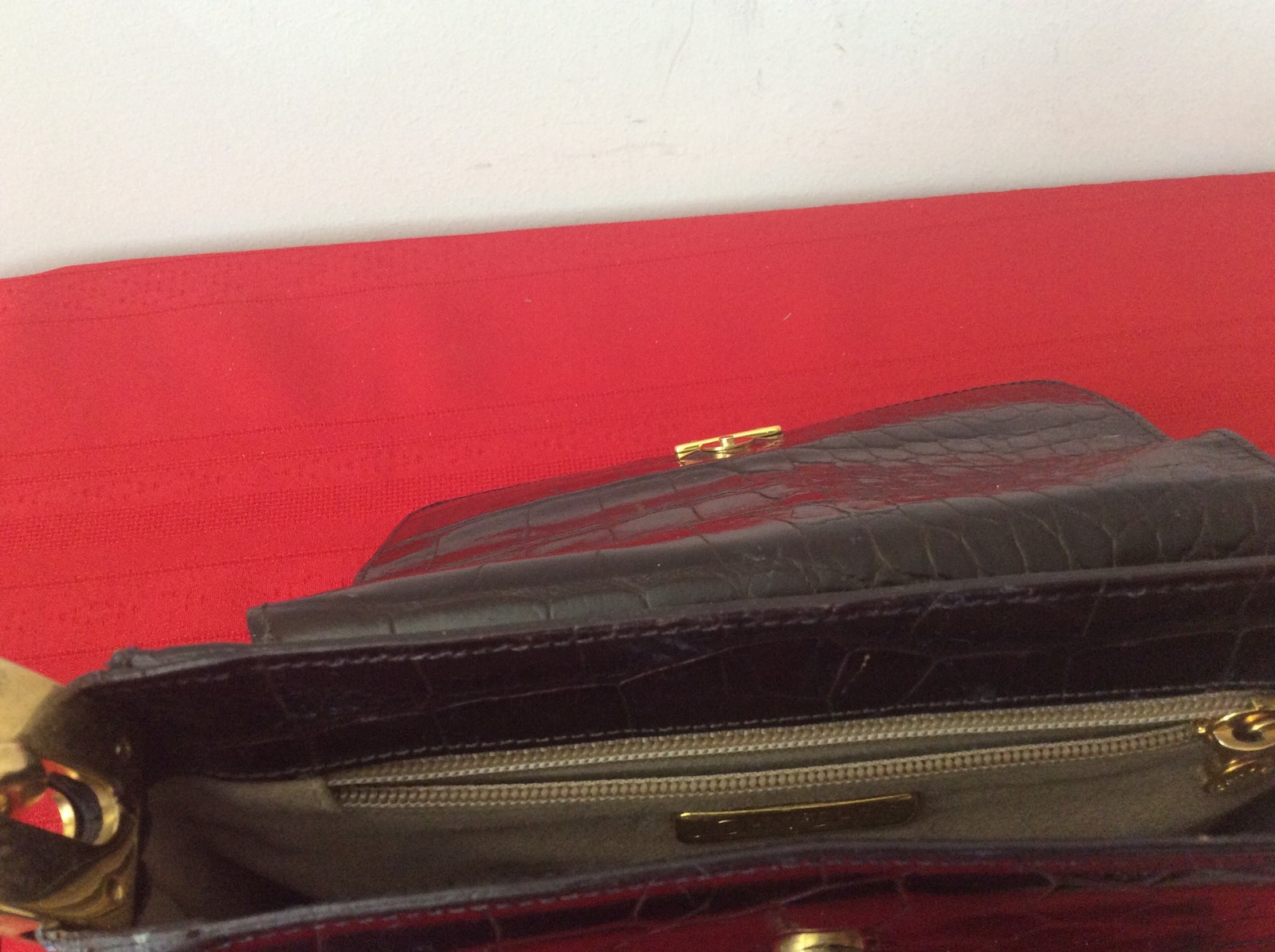 Joan & David Dark Brown Leather Purse Bag Closure (P7) eBay