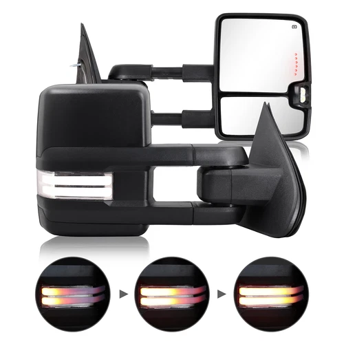 Chrome Switchback Tow Mirrors for 2014-19 Chevy Silverado GMC Sierra DRL Backup
