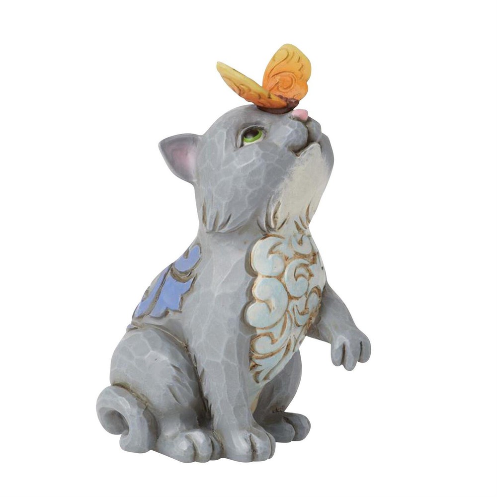 Jim Shore 6016378 Mini Cat W/ Butterfly On Nose 3.25