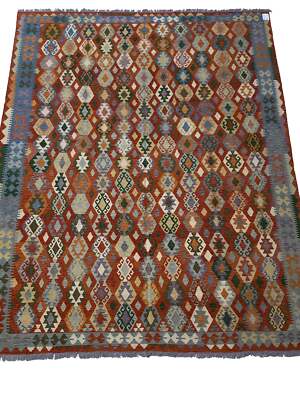 10x13' Multi-Color Red Kilim Rug K-36