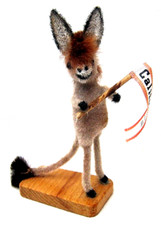 VERY RARE VINTAGE MAX CARL WAGNER KUNSTLERSCHUTZ DONKEY ON WOODEN BASE AND FLAG