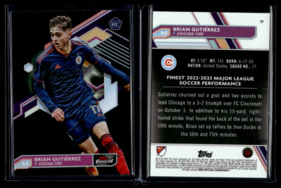 2023 Topps Finest MLS Chrome Black Refractor Rookie #17 Brian Gutierrez