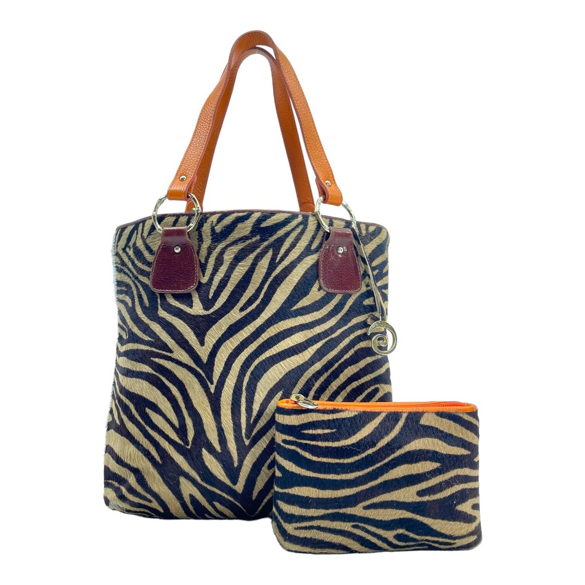 CITRUS Large Pony Hair Leather Zebra Tote Shoulder Bag Handbag
