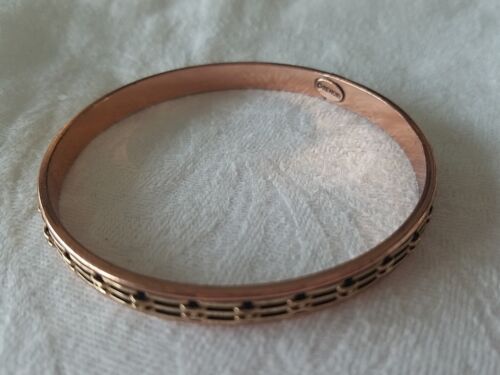 Vintage Renoir Kupfer schwarz emailliert Inlay Armreif Armband klein 7,75"