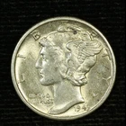 Mercury Silver Dime. 1943 D. AU. Lot # 9049-54-600